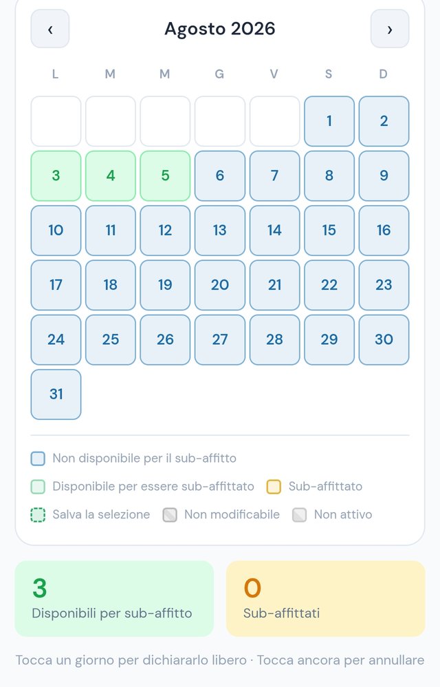Calendario del cliente stagionale con i giorni liberi segnati